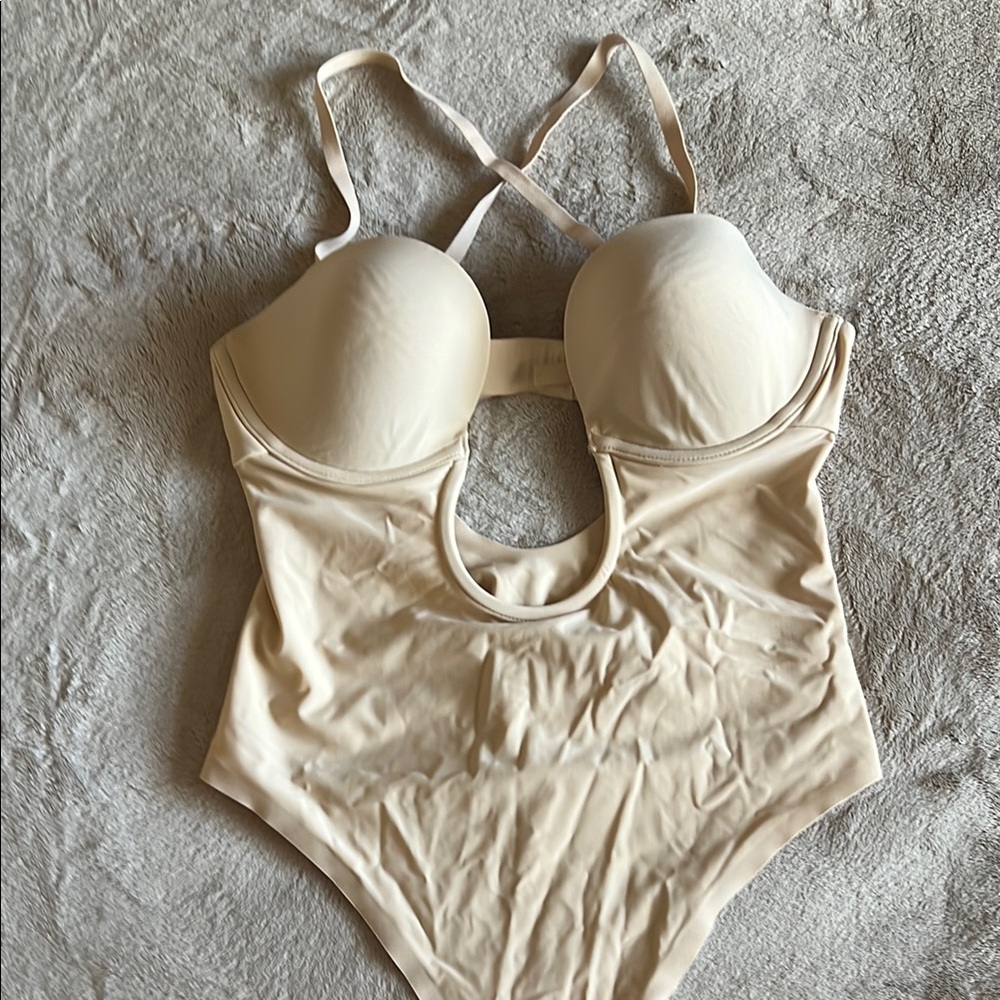 Skims Cream Bodysuit with Cutout Design